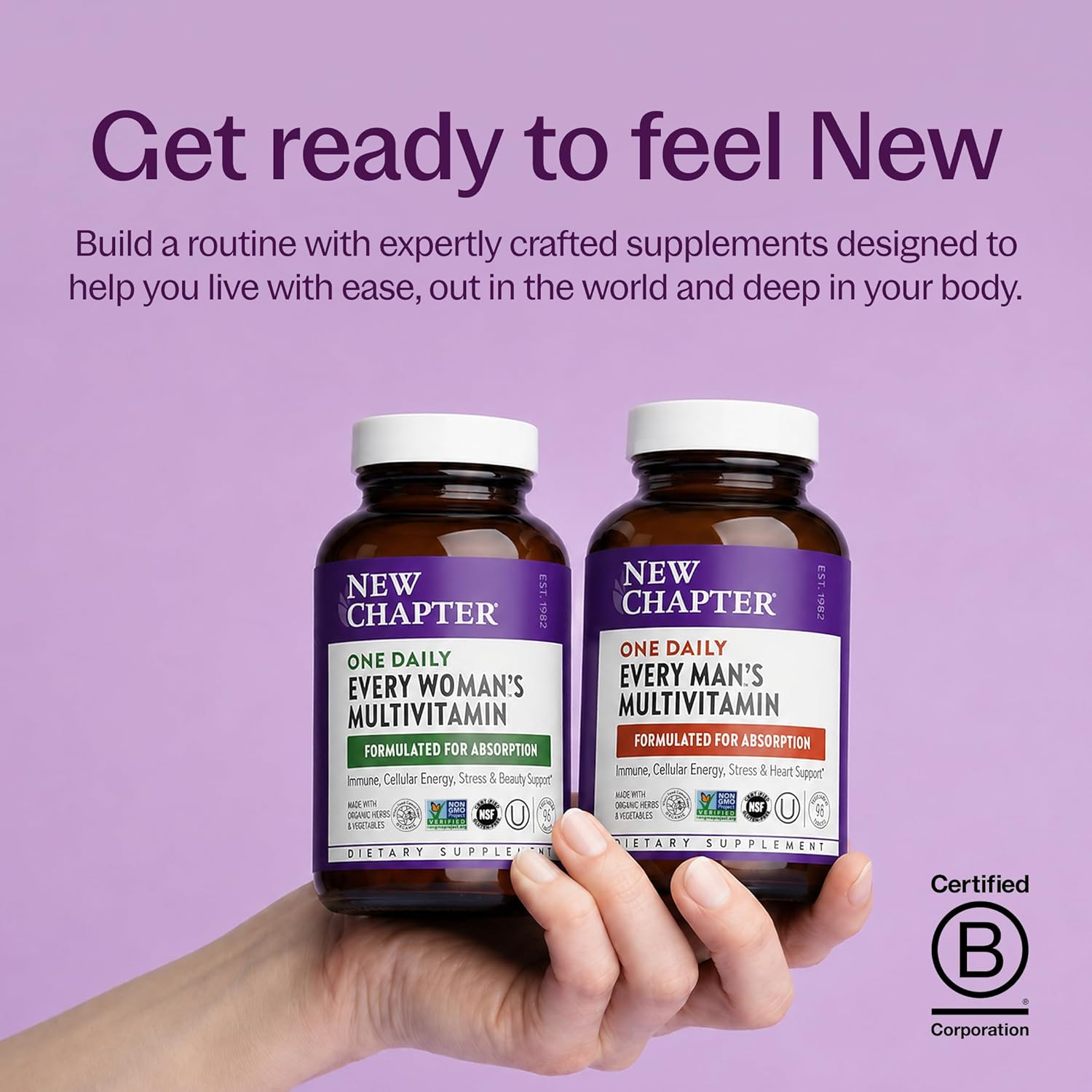 New Chapter Every Woman's One Daily Multivitamínico - Apoyo para los huesos, energía e inmunidad* - Nutrientes fermentados integrales - Sin azúcar añadido - Vegetariano y sin gluten - 48 comprimidos
