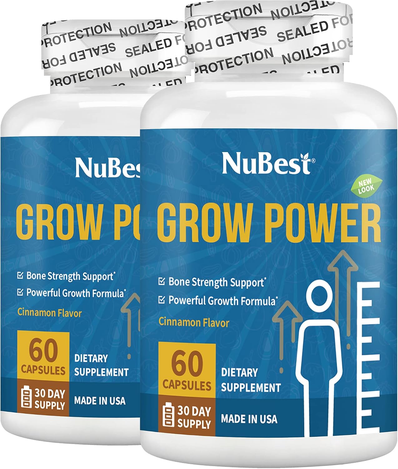 NuBest Grow Power - Complemento de Calcio, Magnesio con Vitamina D3, B6, Zinc, Fósforo y Multivitamínico para Huesos Fuertes, Salud General para Mayores de 10 Años | Pack de 3