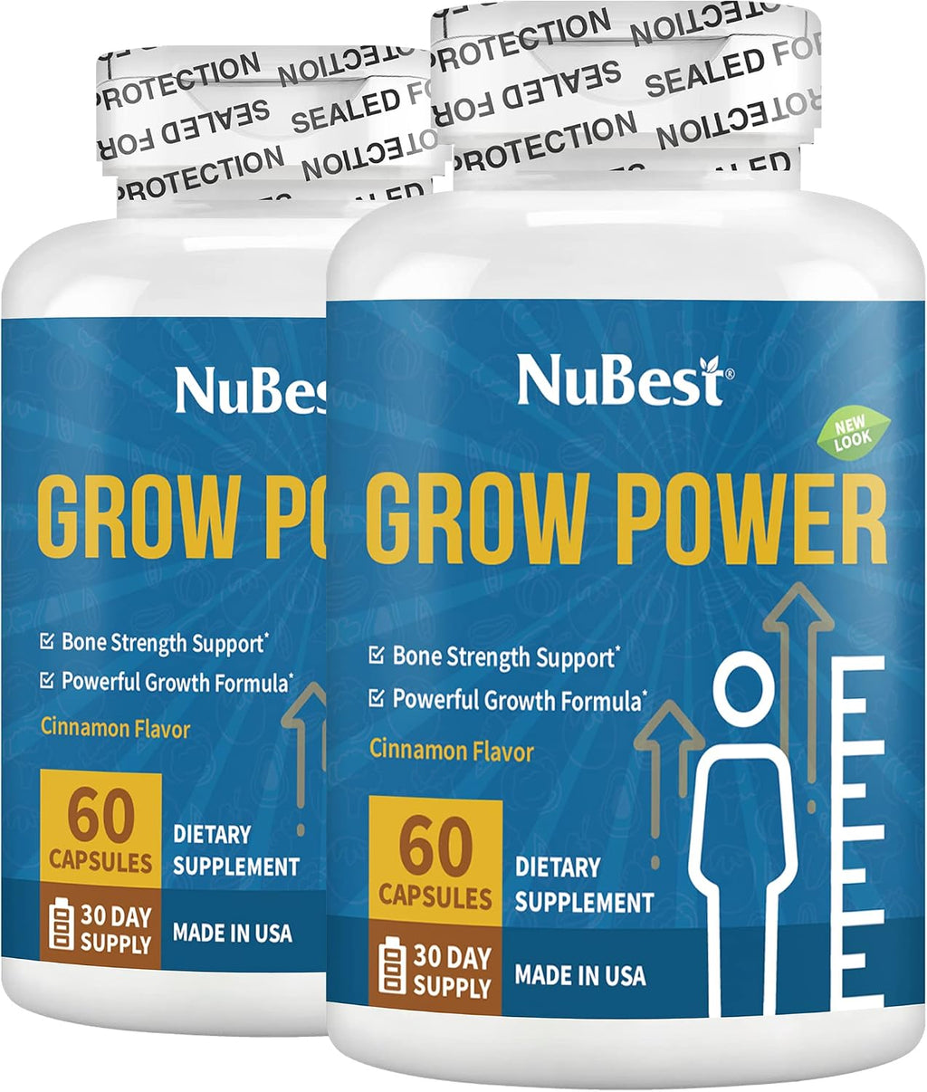 NuBest Grow Power - Calcio, Magnesio, Vitamina D3, B6, Zinc y Multivitamínico - Pack de 2