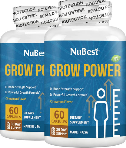 NuBest Grow Power - Calcio, Magnesio, Vitamina D3, B6, Zinc y Multivitamínico - Pack de 2 – Image 1