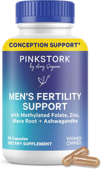 Pink Stork BlueStork Apoyo a la Fertilidad Masculina - Vitaminas prenatales para hombres con Maca, Ashwagandha, Folato, B12 - 60 Cápsulas