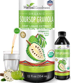 Herbal Goodness Gotas Líquidas de Guanábana Graviola 355 ml - Extracto Orgánico de Hojas de Guanábana 15x para Apoyo Digestivo, Celular e Inmune - Vegano, Sin OGM, Hecho en EE.UU.