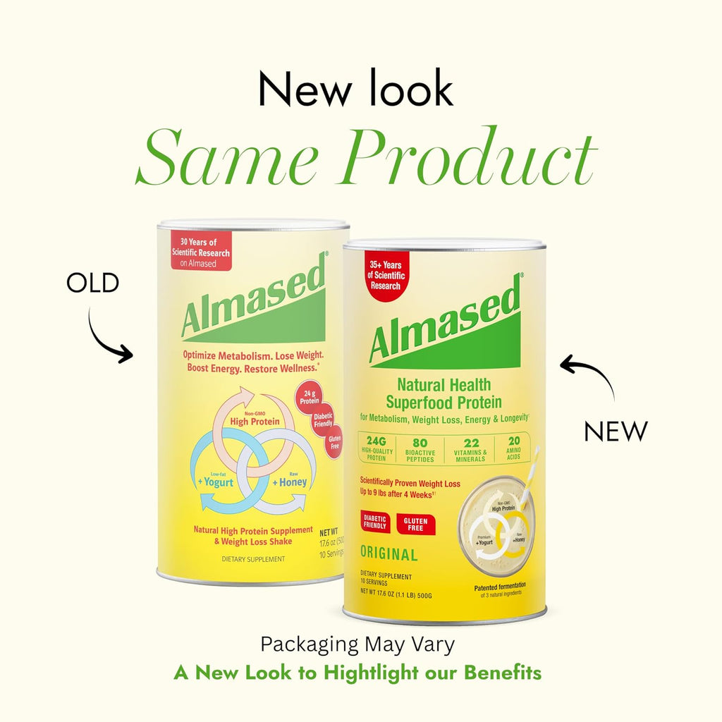 Almased Batido Sustitutivo de Comida - Proteína Vegetal en Polvo, Bajo Índice Glucémico - Sabor Original - 500g