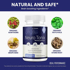 Neurotonix Memory Supplement - Fórmula Oficial - Comprimidos para la Memoria y Concentración, 120 Cápsulas (2 Envases)