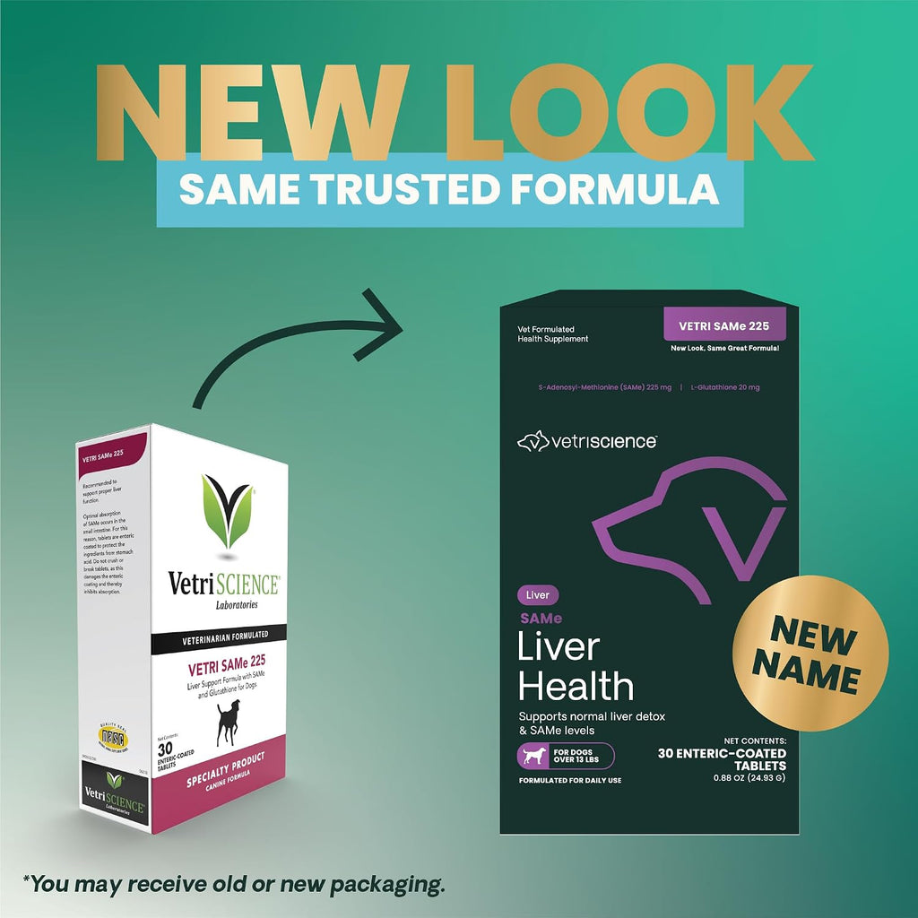 VetriScience SAMe Liver Health Tablets 225 mg – Suplemento Hepático para Perros Medianos y Grandes (30 comprimidos)