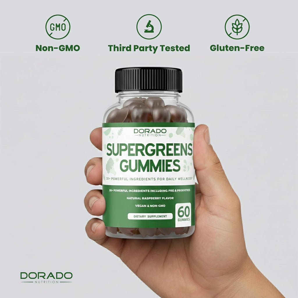 Supergreens Gummies - Gomitas de Superalimentos con Frambuesa (60 uds)