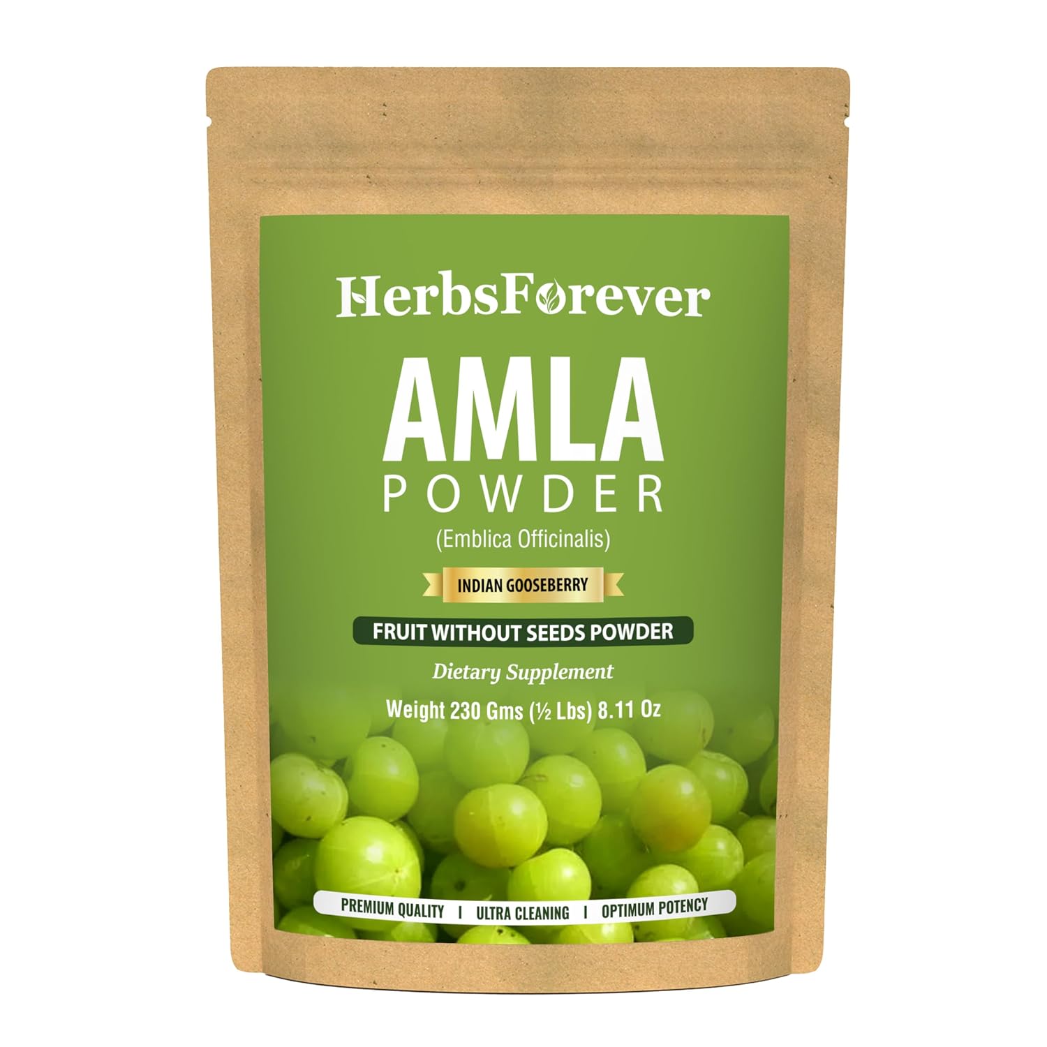 Herbsforever Polvo de Amla | Phyllanthus Emblica | Rico en Vitamina C y Antioxidantes | Vegano, Non-GMO | 230g