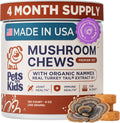 Pets are Kids Turkey Tail Mushroom for Dogs with Organic Real Turkey Tail™ - 8:1 Extract Mushroom Chews for Immune System Health, Gut, Skin & Joint Support - Reishi, Lion's Mane - 120 Chews