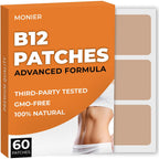 MONIER B12 Parches (Pack de 60) - Parches de Vitamina B12 100% Naturales para Energía y Enfoque