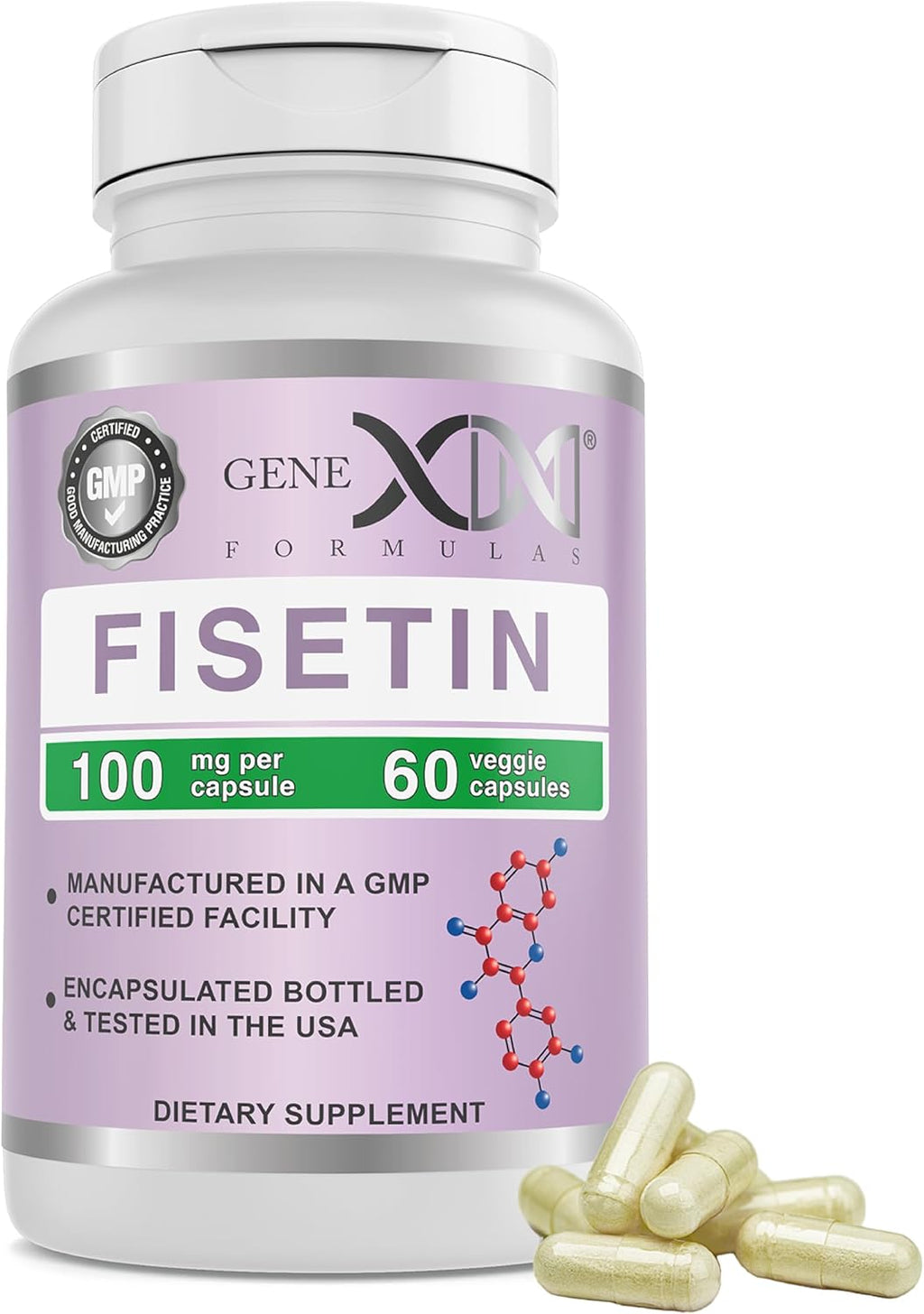 Genex Formulas Fisetin 100mg (60 Cápsulas) – Antioxidante para un Envejecimiento Saludable y la Salud Cognitiva