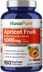 NusaPure Albaricoque, 1000 mg, 150 Cápsulas Veganas (Vegano, Sin OGM)