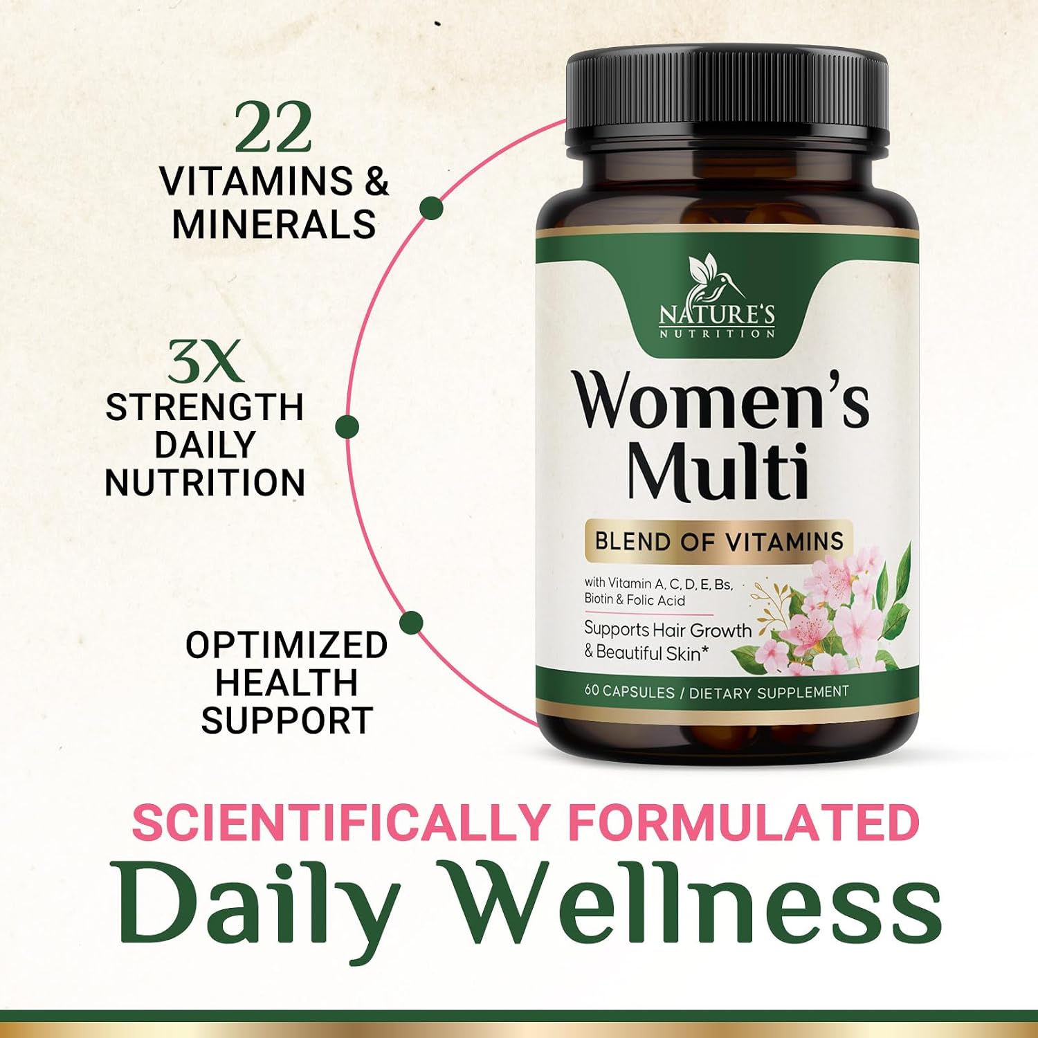 Nature's Nutrition Multivitamínico para Mujer – Complejo de Vitaminas y Minerales, 60 Cápsulas