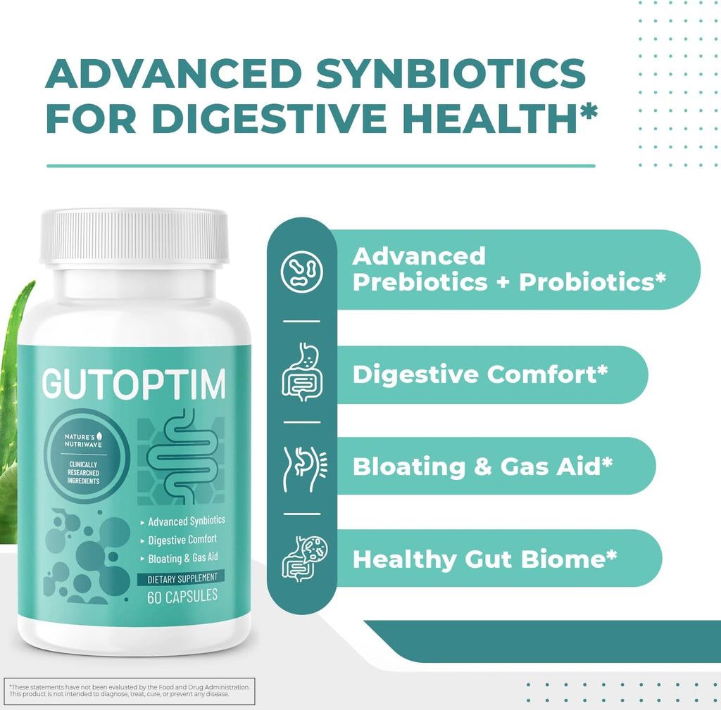 GutOptim – Cápsulas Prebióticas y Probióticas con Enzimas Digestivas, 60 Cápsulas