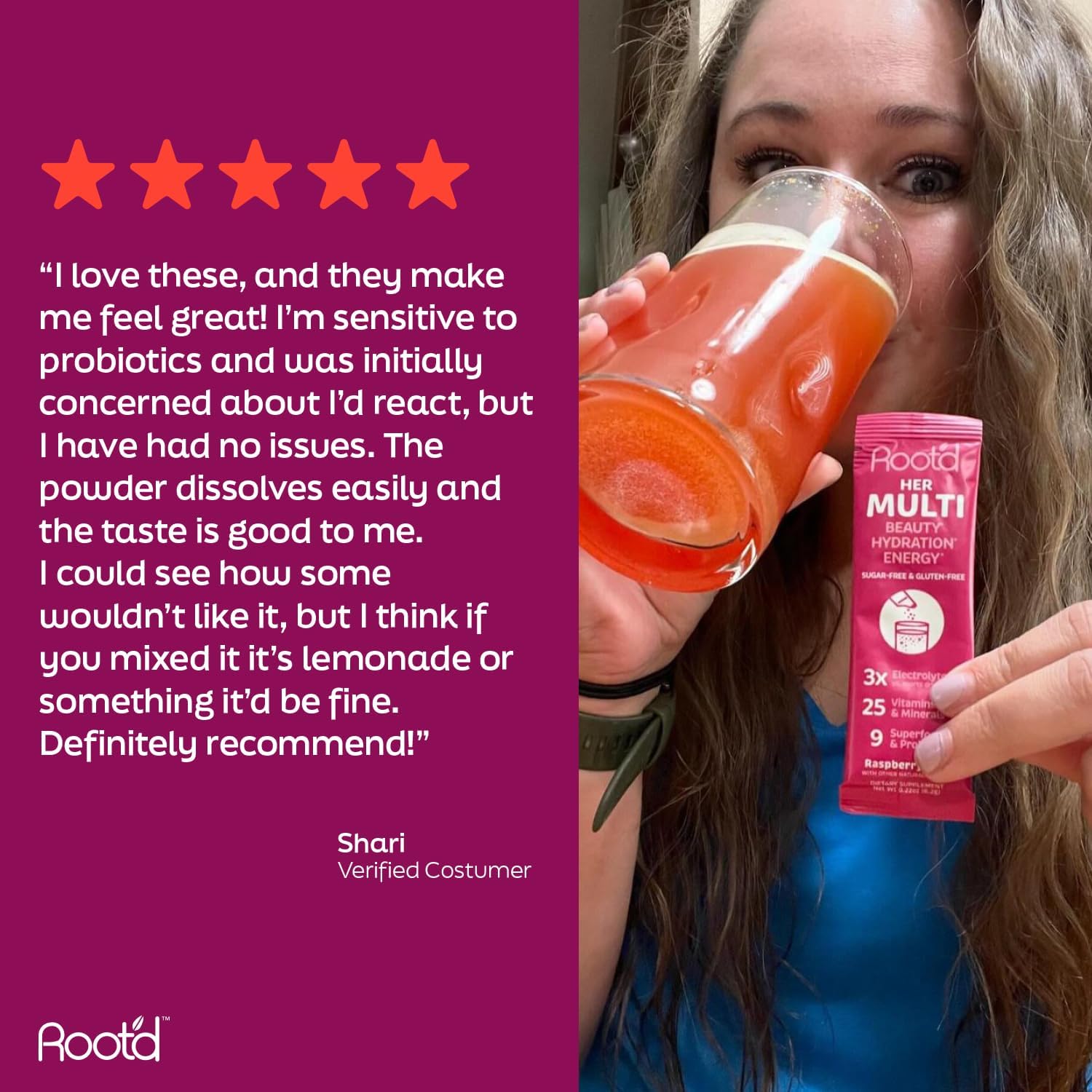 Root'd Multivitamin Powder for Women - 25 Vitaminas y Minerales con 3X Electrolitos, 9 Superalimentos Orgánicos, Probióticos y Enzimas, Sin Azúcar | 30 Sobres
