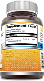 Amazing Formulas Vitamina D3 1000 IU | 240 Cápsulas Blandas