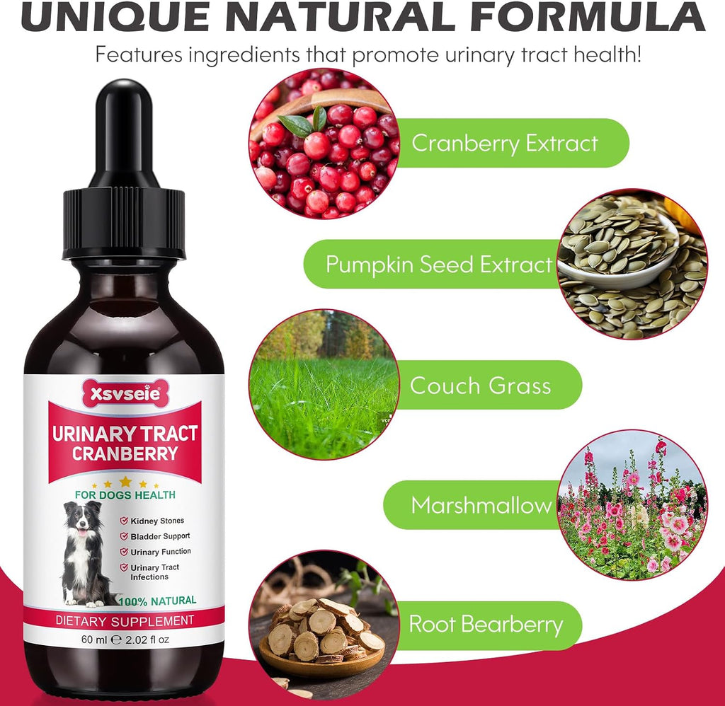 Xsvseie Gotas para Infección Urinaria en Perros - Suplemento Herbal Natural con Arándano para la Salud de la Vejiga