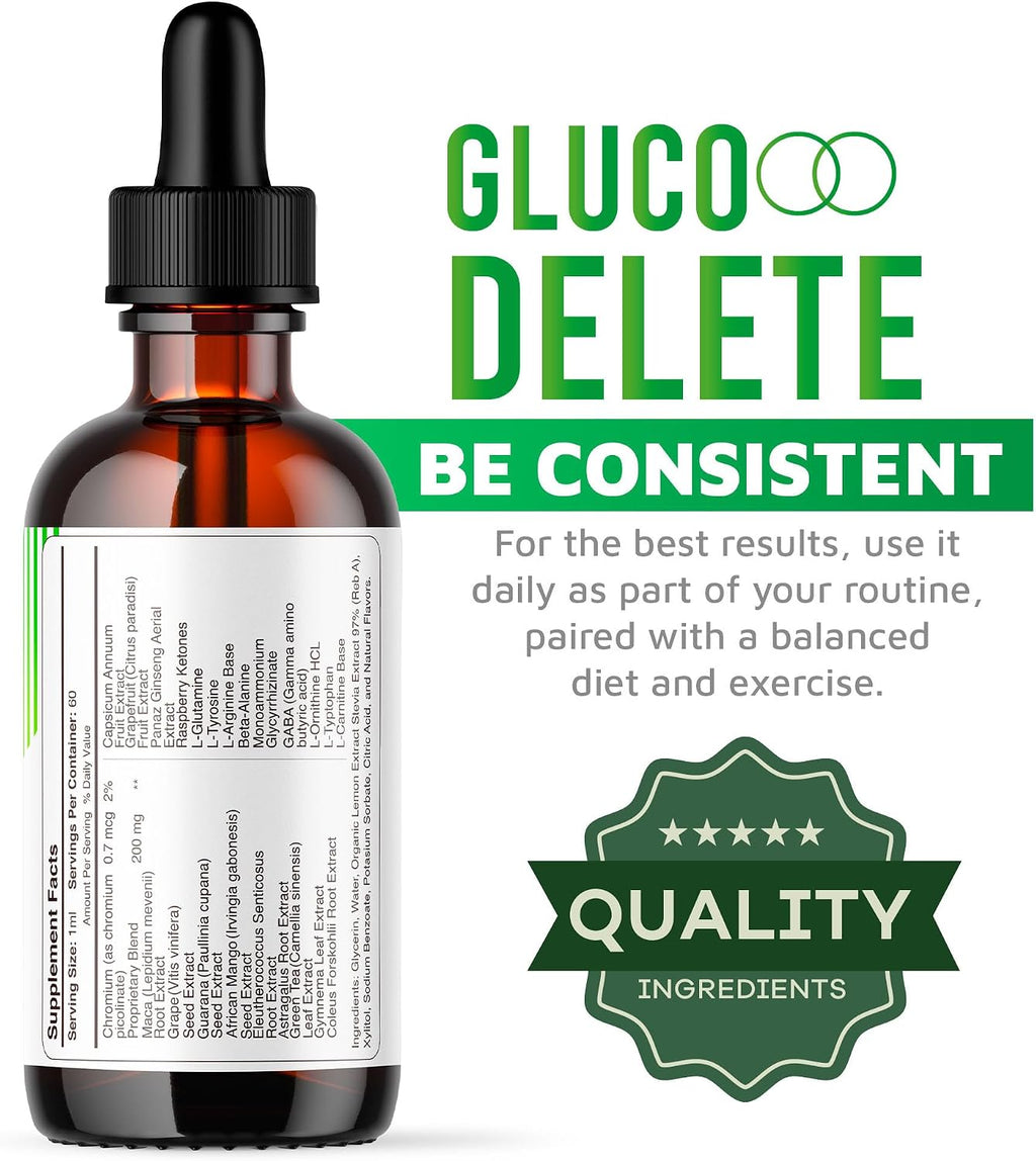 Gluco Delete Drops (5 Pack) - Suplemento Líquido Natural