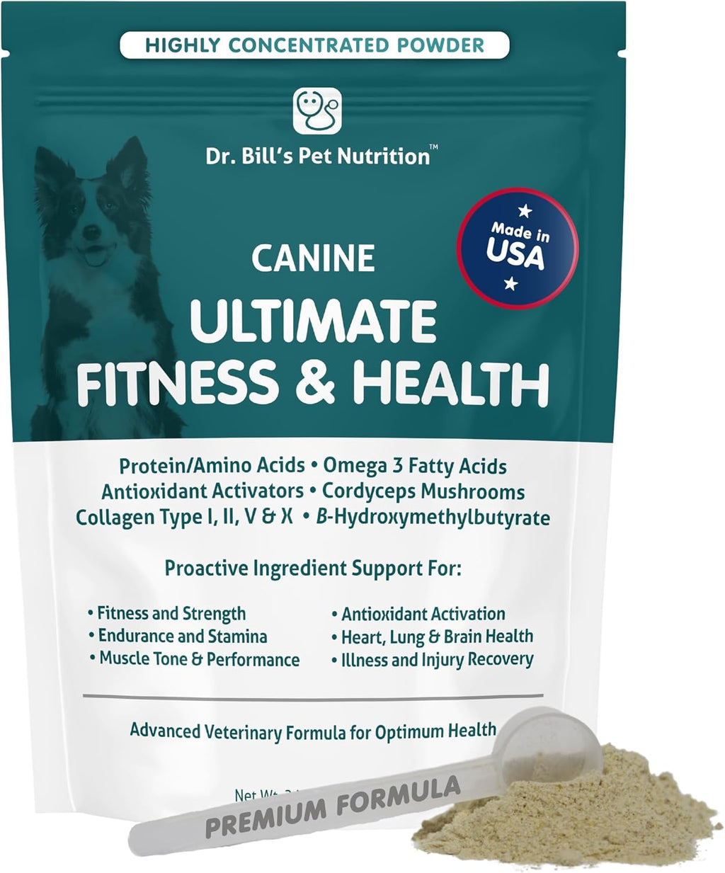 Dr. Bill’s Canine Ultimate Fitness & Health – Multivitamínico diario para perros para energía, longevidad y apoyo corporal total (680g)