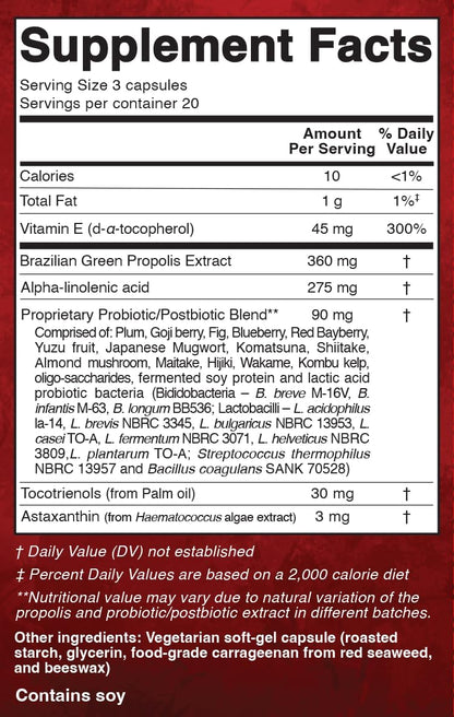 Dr Ohhira's Propolis Plus - Propóleo Verde Brasileño con Postbióticos y Omega-3 (30 Cápsulas) – Image 2