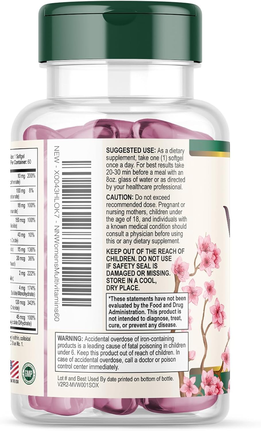 Nature's Nutrition Multivitamínico para Mujeres - Completo con Calcio, Hierro, Zinc y Vitaminas - 60 Cápsulas