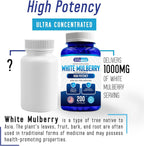 White Mulberry 1000mg 200 Cápsulas Veganas – Extracto de Hoja de Morera Blanca