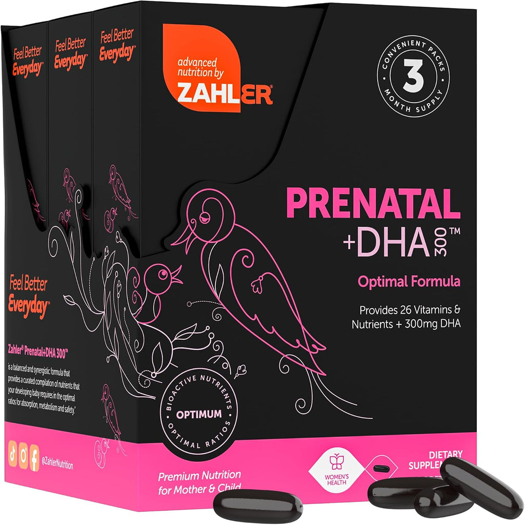 Zahler Prenatal +DHA 300 - Prenatal Vitamins with Methylated Folate and DHA - 180 Softgels