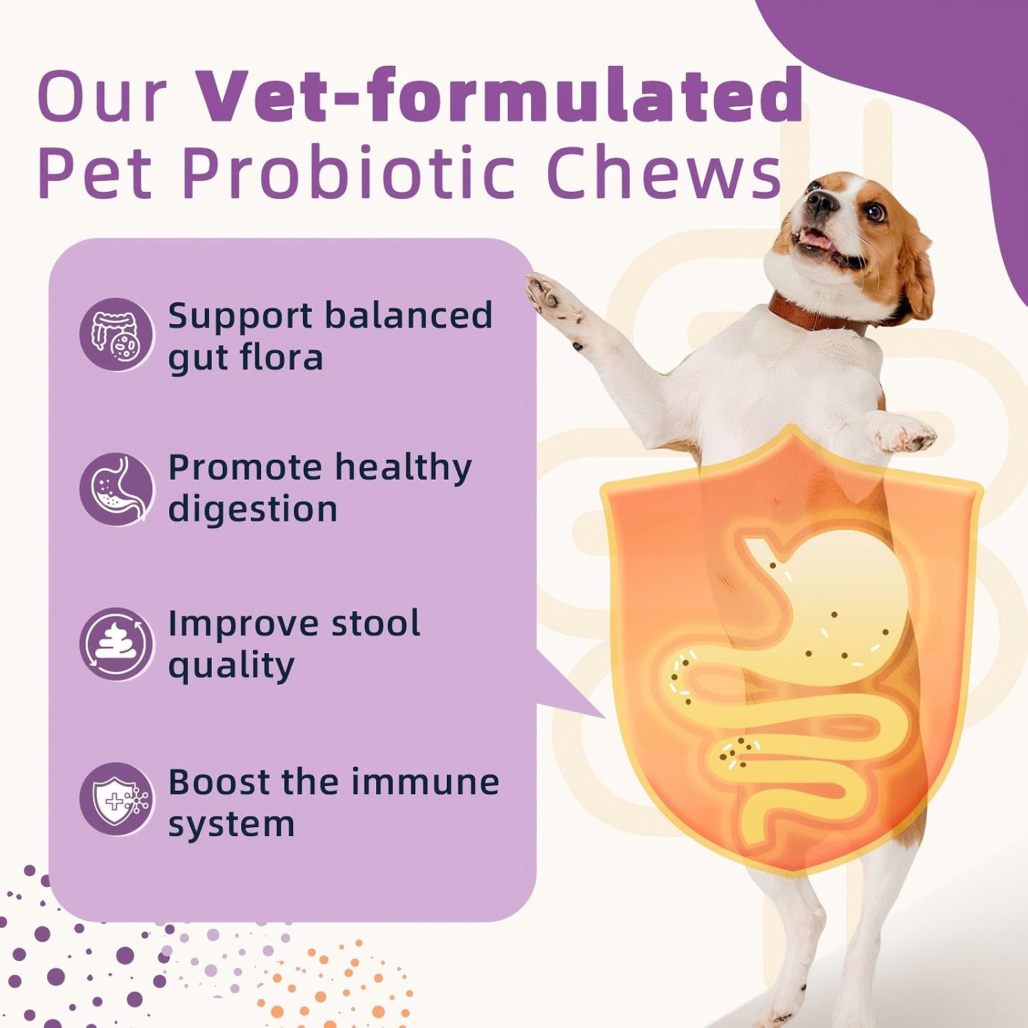 ZEBORA Probióticos para Perros, para la Salud Digestiva, con Calabaza, Enzimas Digestivas, Omega-3, Apoya la Salud Intestinal e Inmune, 120 Masticables Liofilizados