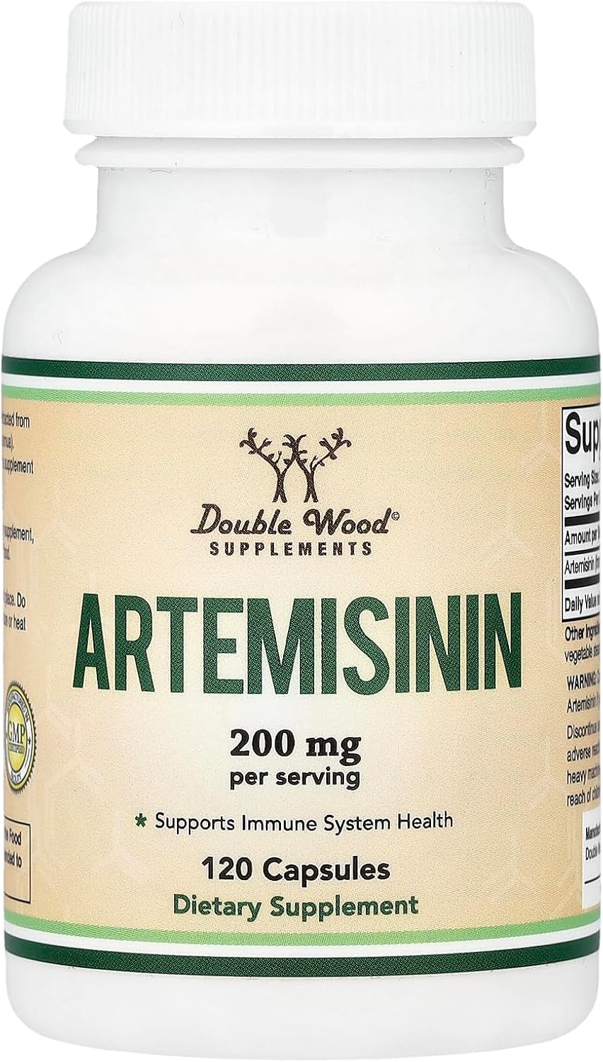 Artemisinina (Artemisia Annua) 200 mg, 120 Cápsulas – Vegano, Sin OGM, Sin Gluten – Double Wood Supplements