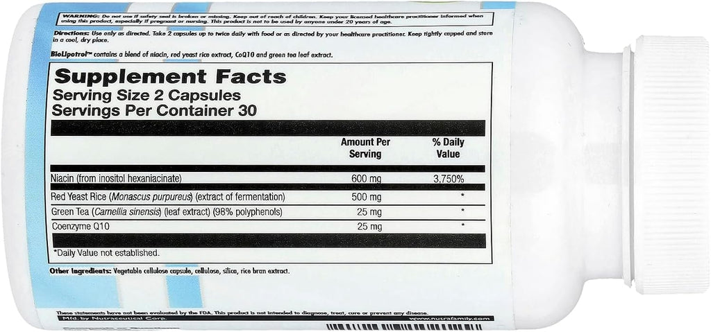 BioLipotrol - Red Yeast Rice con CoQ10 y Niacin - 60 Capsules