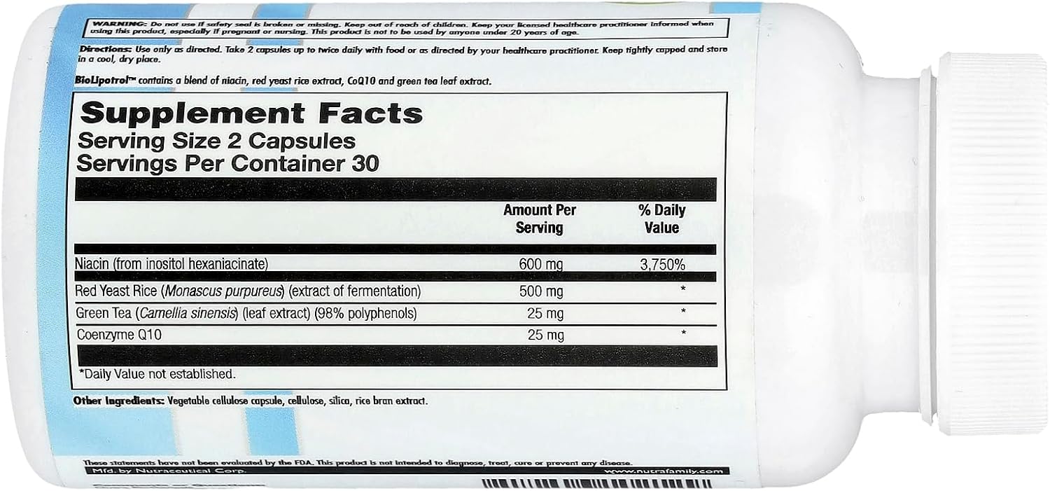 BioLipotrol - Red Yeast Rice con CoQ10 y Niacin - 60 Capsules