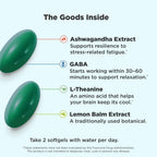OLLY Ultra Strength Goodbye Stress Softgels - Complemento para el Estrés con GABA, Ashwagandha y L-Teanina, 60 Cápsulas