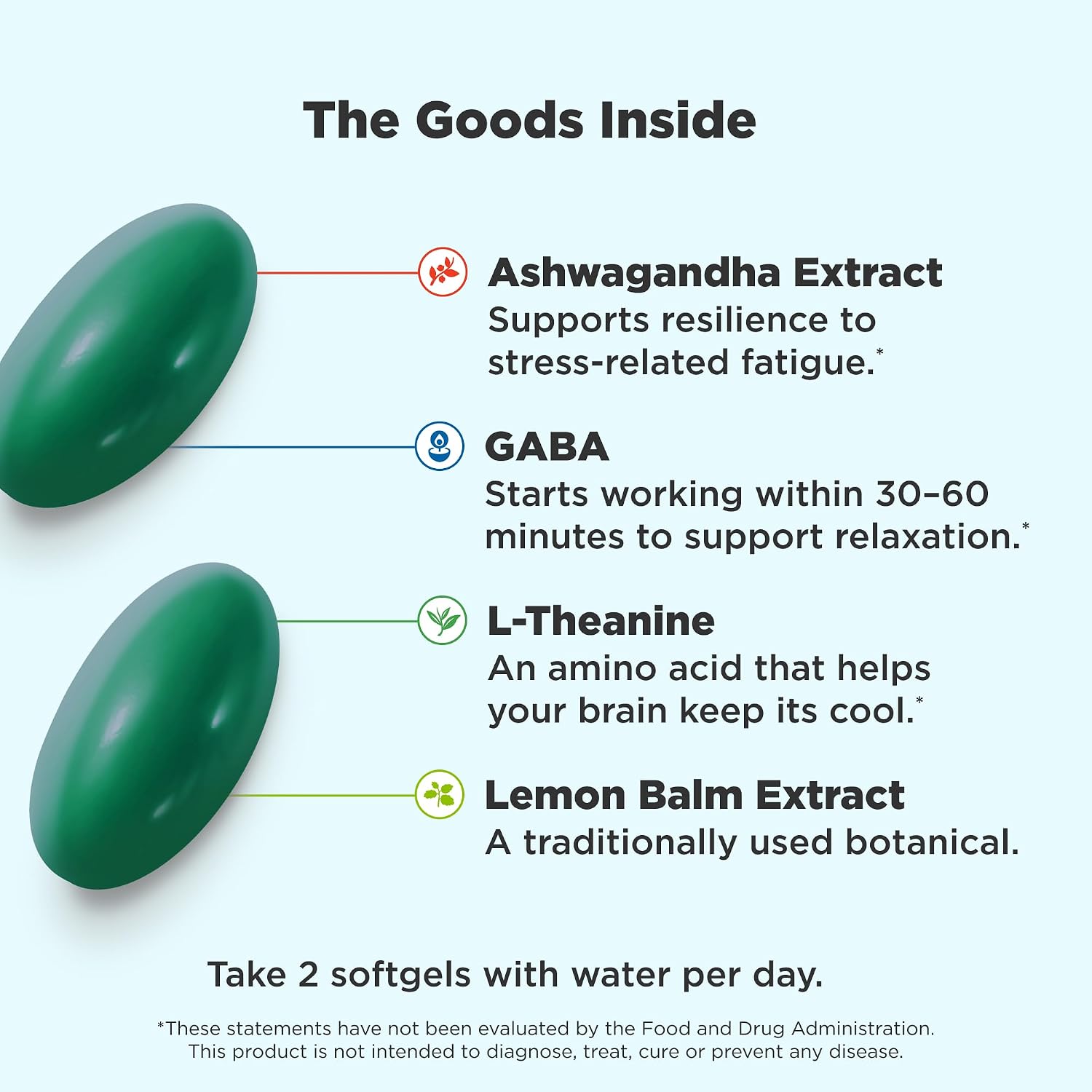 OLLY Ultra Strength Goodbye Stress Softgels - Complemento para el Estrés con GABA, Ashwagandha y L-Teanina, 60 Cápsulas