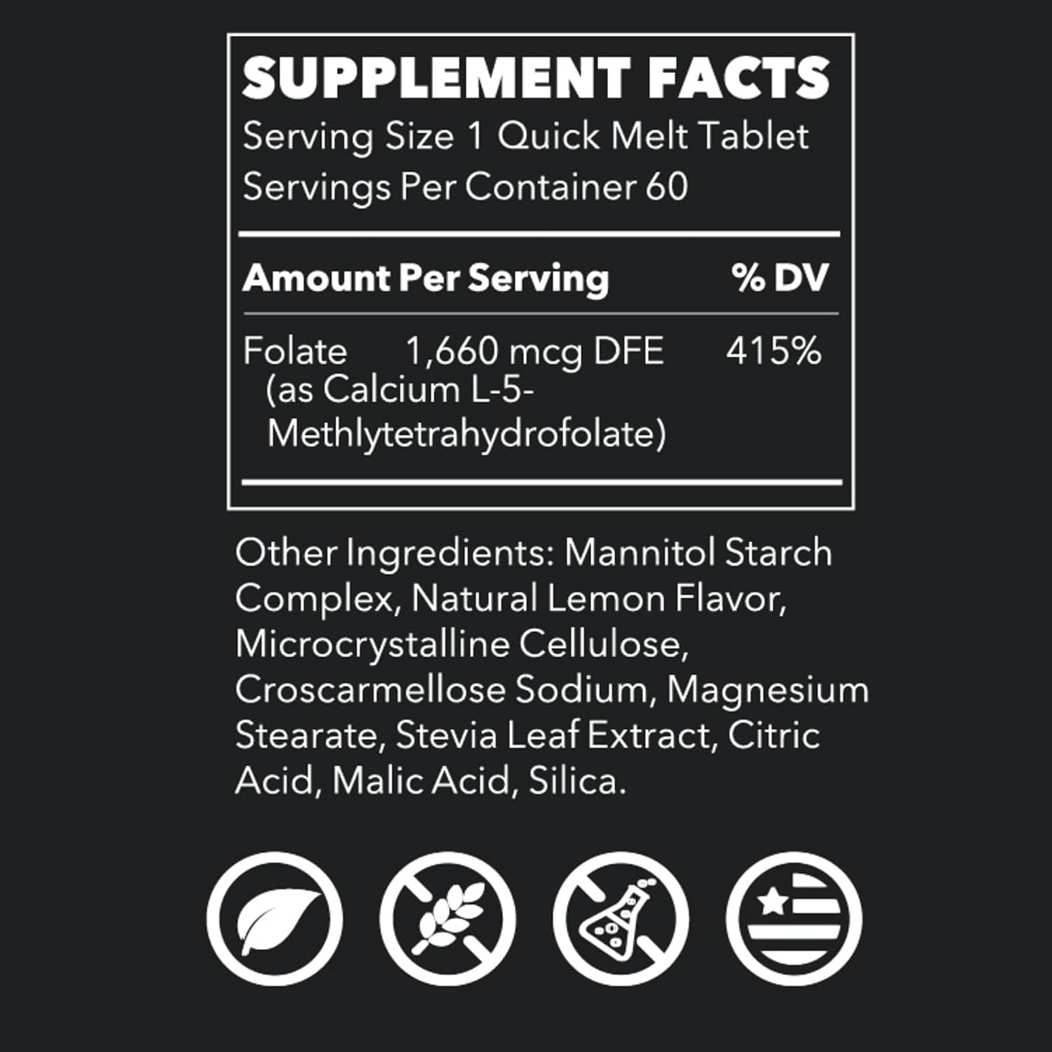 LifeSeasons Essentials Methyl Folate Quick Melts – Suplemento de Metilfolato 5-MTHF – 60 Comprimidos de Disolución Rápida Sabor Limón