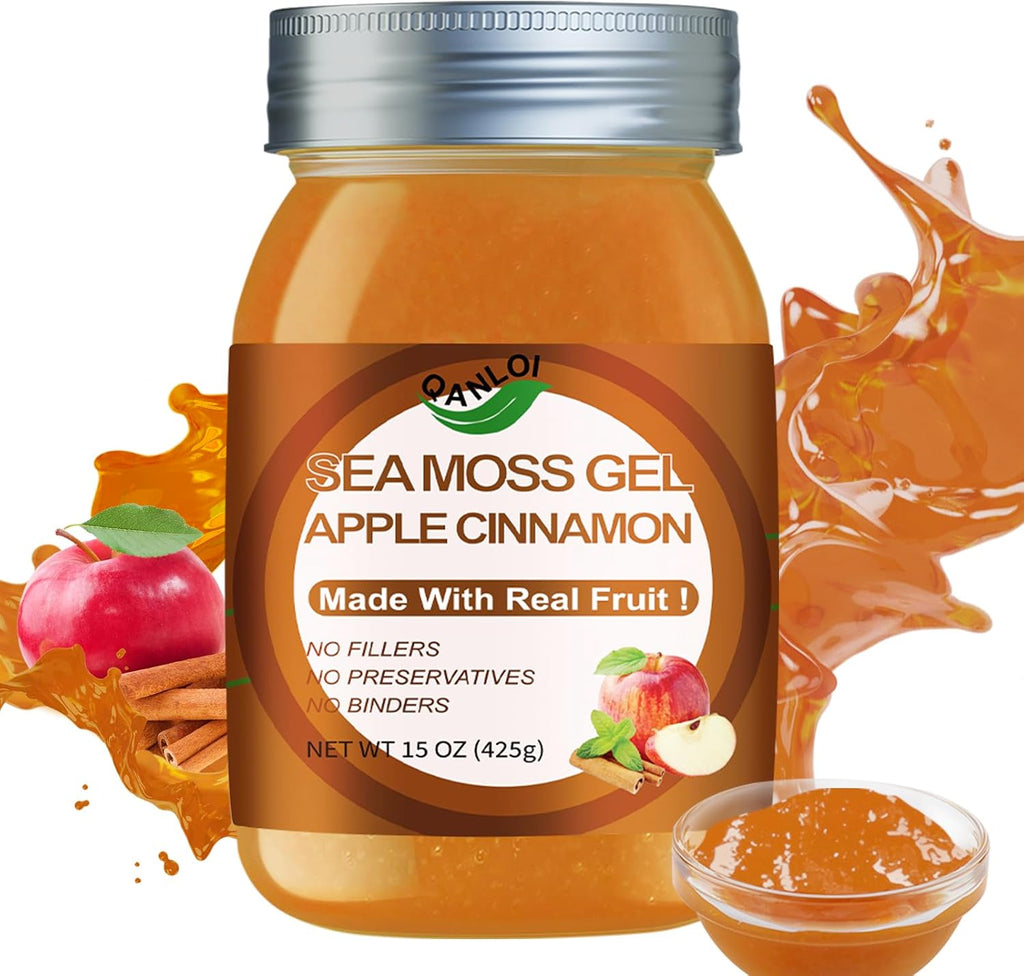 Sea Moss Raw Gel Natural con Irish Sea Moss - Apoyo Inmunológico y Digestivo - 425g (15 oz) - Sabor Manzana Verde