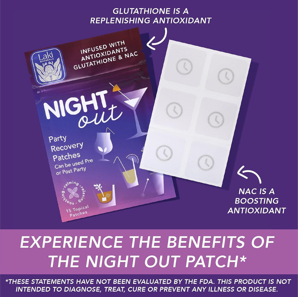 Laki Naturals 15 - Night Out Party Patch, Antioxidante para Recuperación Matutina