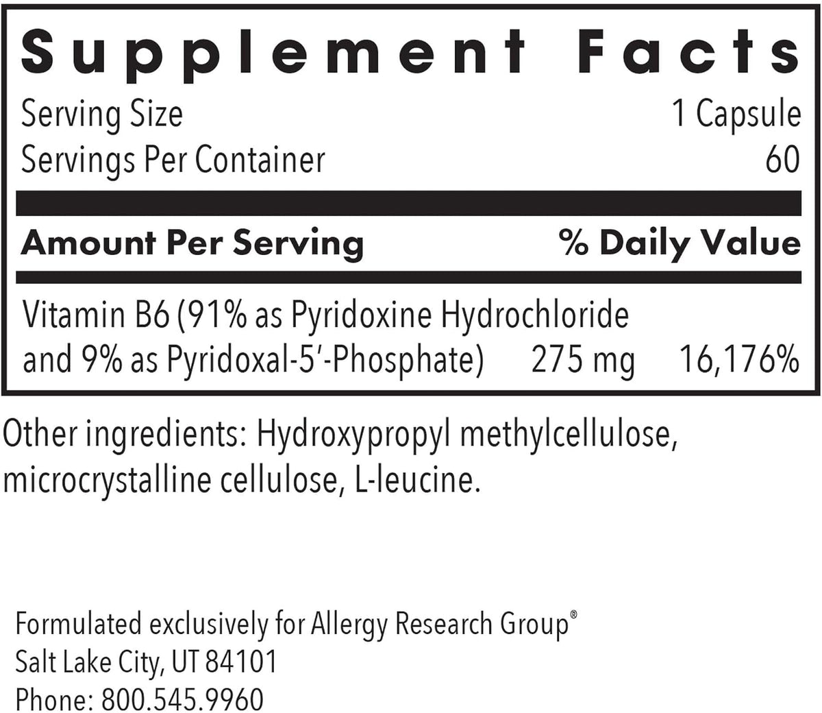 ARG Pyridoxine P5P - Vitamina B6 Activa con Piridoxal Fosfato - 60 Cápsulas – Image 2