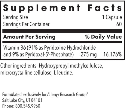 ARG Pyridoxine P5P - Vitamina B6 Activa con Piridoxal Fosfato - 60 Cápsulas – Image 2