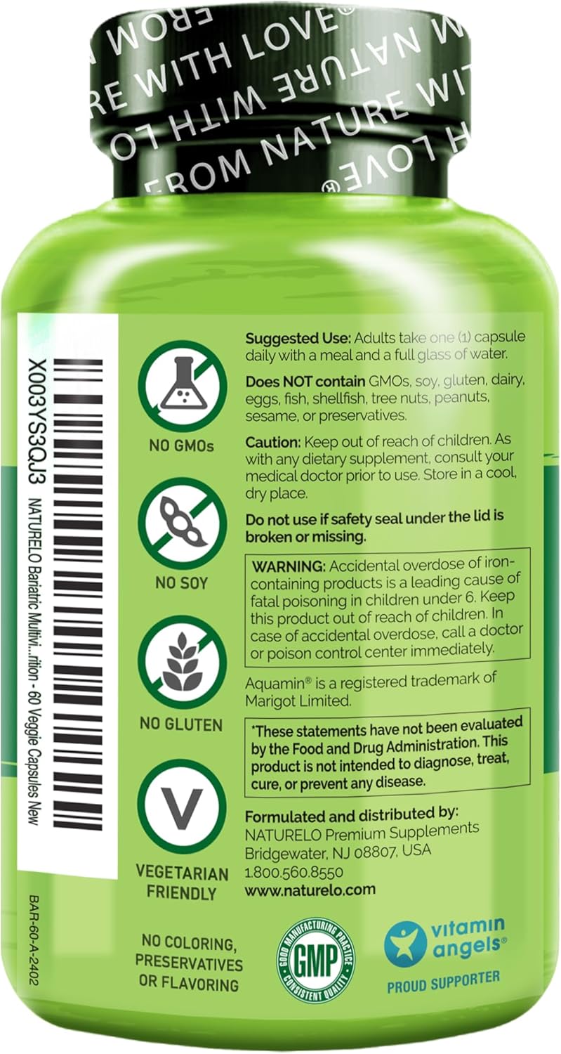 NATURELO Multivitamínico Bariátrico - Con Hierro - 60 Cápsulas Vegetales (Paquete de 2)