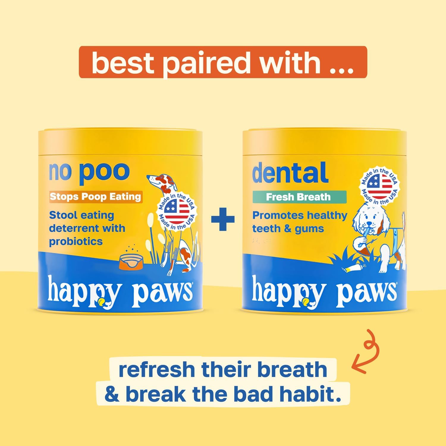 Happy Paws No Poo Chews para Perros - Coprofagia y Salud Digestiva con Calabaza, Probióticos y Enzimas - 100 uds
