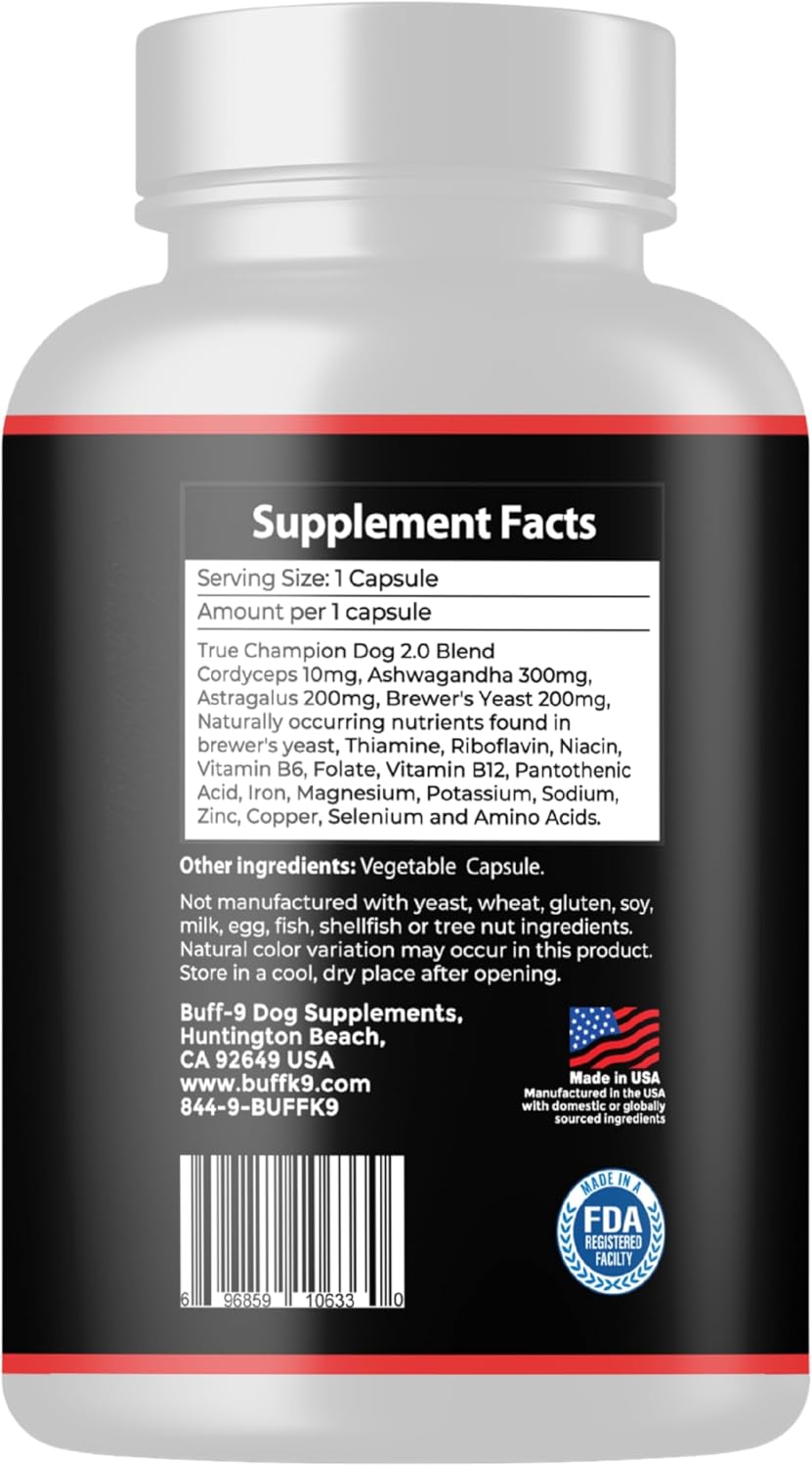 True Champ 2.0 Suplemento para el desarrollo muscular en perros, Cápsulas de apoyo al bienestar canino para todas las razas (30 Cápsulas vegetales)
