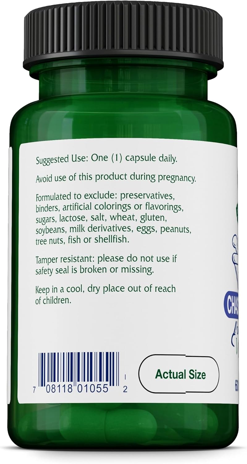 Vitanica, Baya del Árbol Casto (Sauzgatillo), Extracto de Vitex Plus, Vegano, 60 Cápsulas