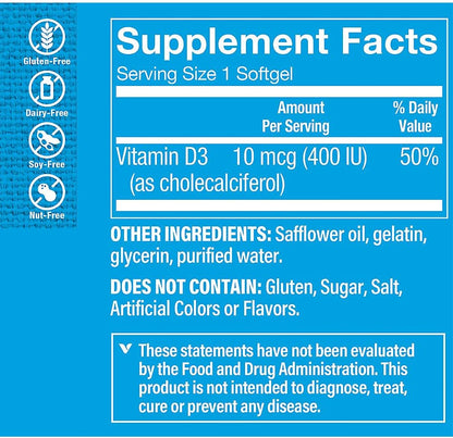 Vitamina D3 400 UI de The Vitamin Shoppe – – Contribuye al mantenimiento de los niveles normales de calcio en – Image 2