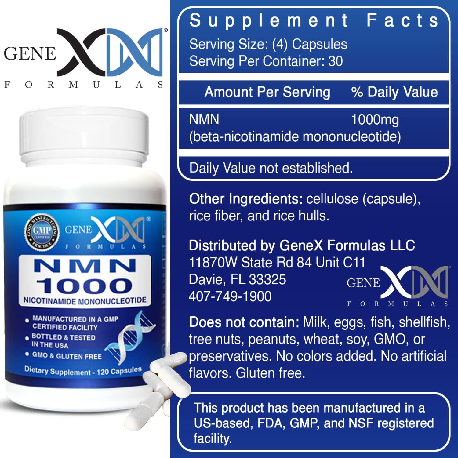 Genex Formulas NMN 1000mg - 120 Cápsulas