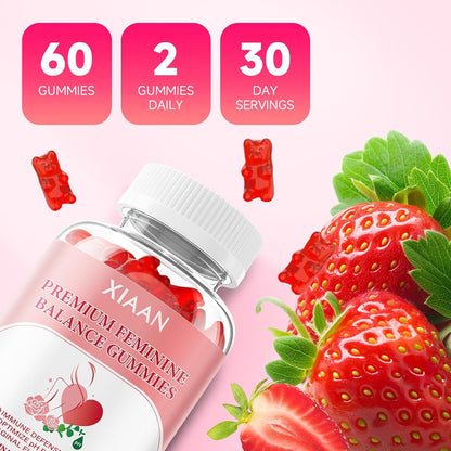 Gominolas de Equilibrio Femenino para Mujeres, Sabor Fresa, Veganas, Sin Gluten, 60 Gominolas – Image 7