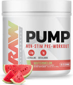 RAW Pump - Pre-Entreno Sin Estimulantes, Sabor Sandía (Watermelon), 40 Dosis
