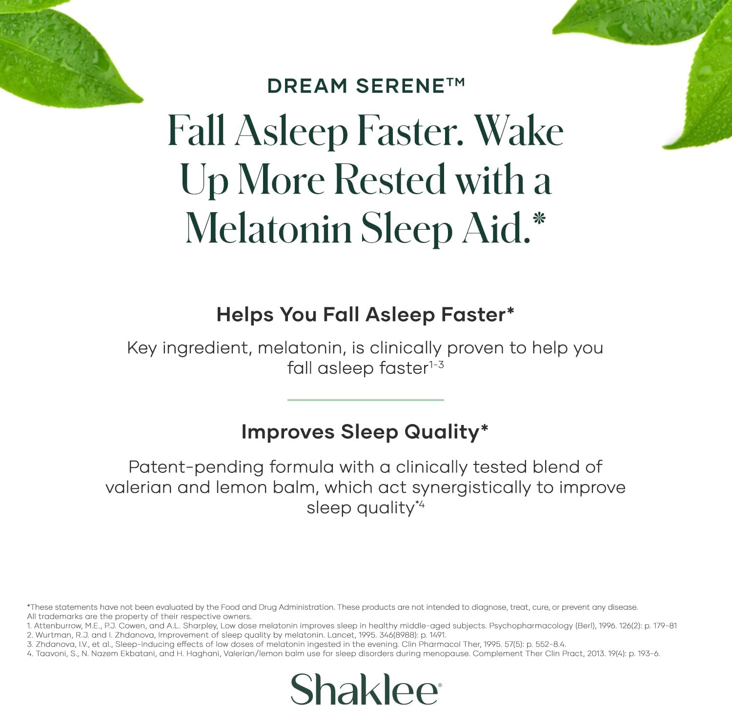 Shaklee Dream Serene - Ayuda para Dormir con Melatonina, Valeriana, Melisa y L-Teanina, 30 Softgels
