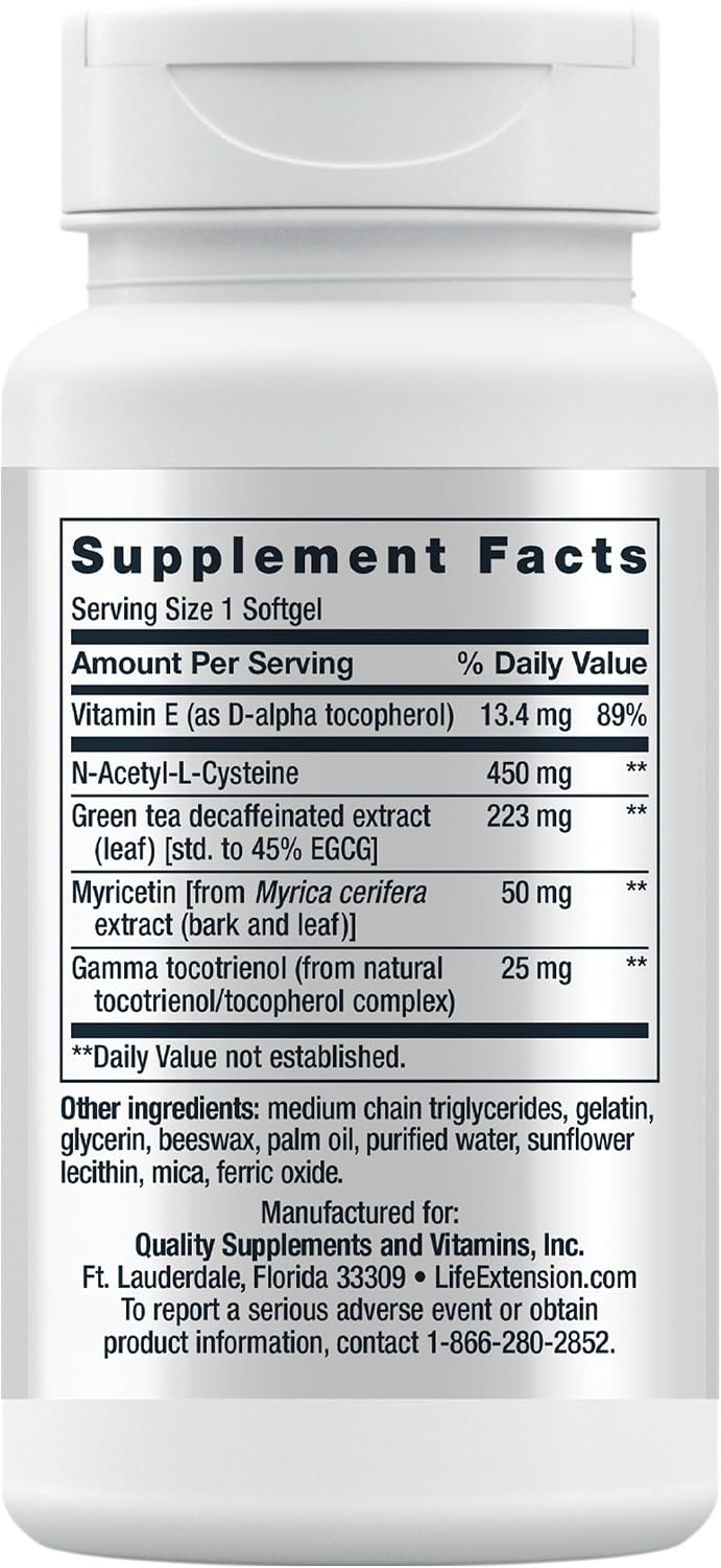 Life Extension GEROPROTECT® Ageless Cell™ – Salud Celular, Vitamina E, NAC, Té Verde, 30 Cápsulas Blandas