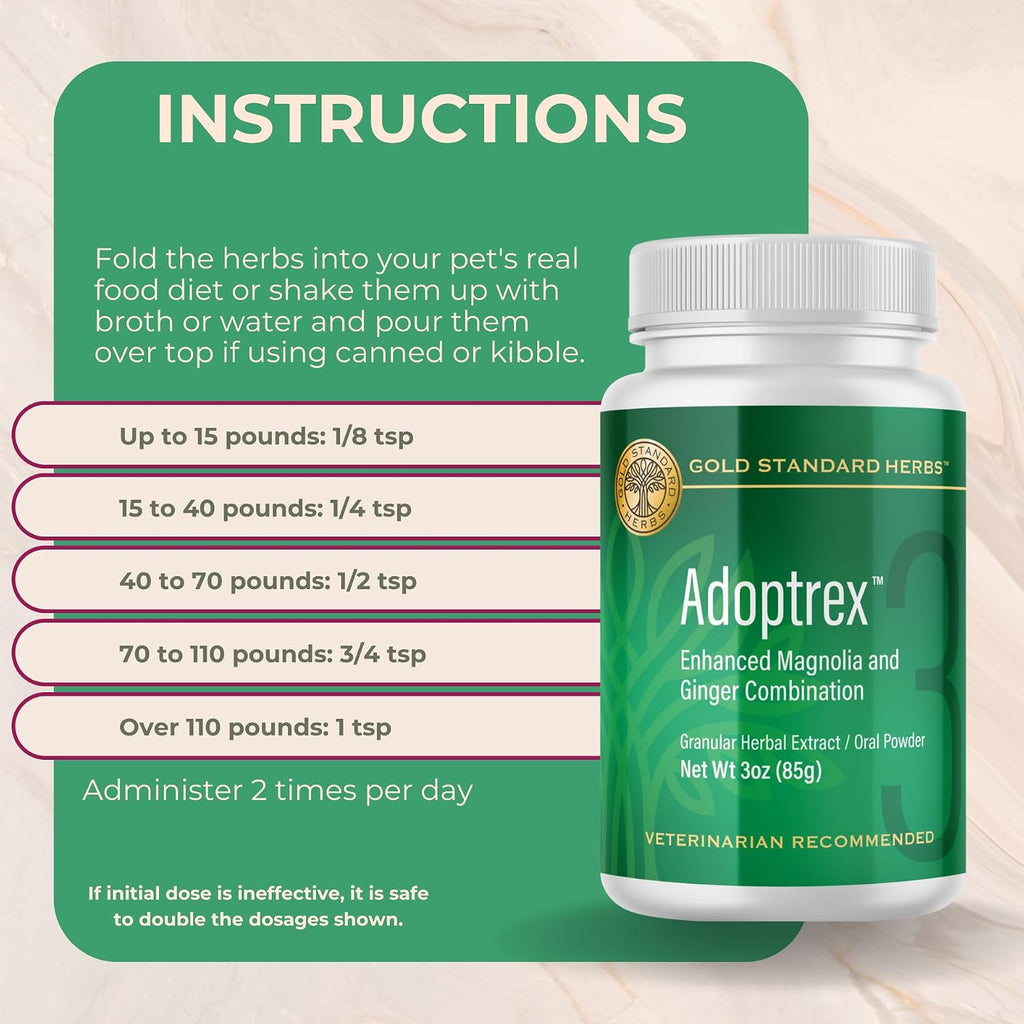 Adoptrex - Suplemento Digestivo y Pancreático para Perros, Polvo de Magnolia y Jengibre (85 g)