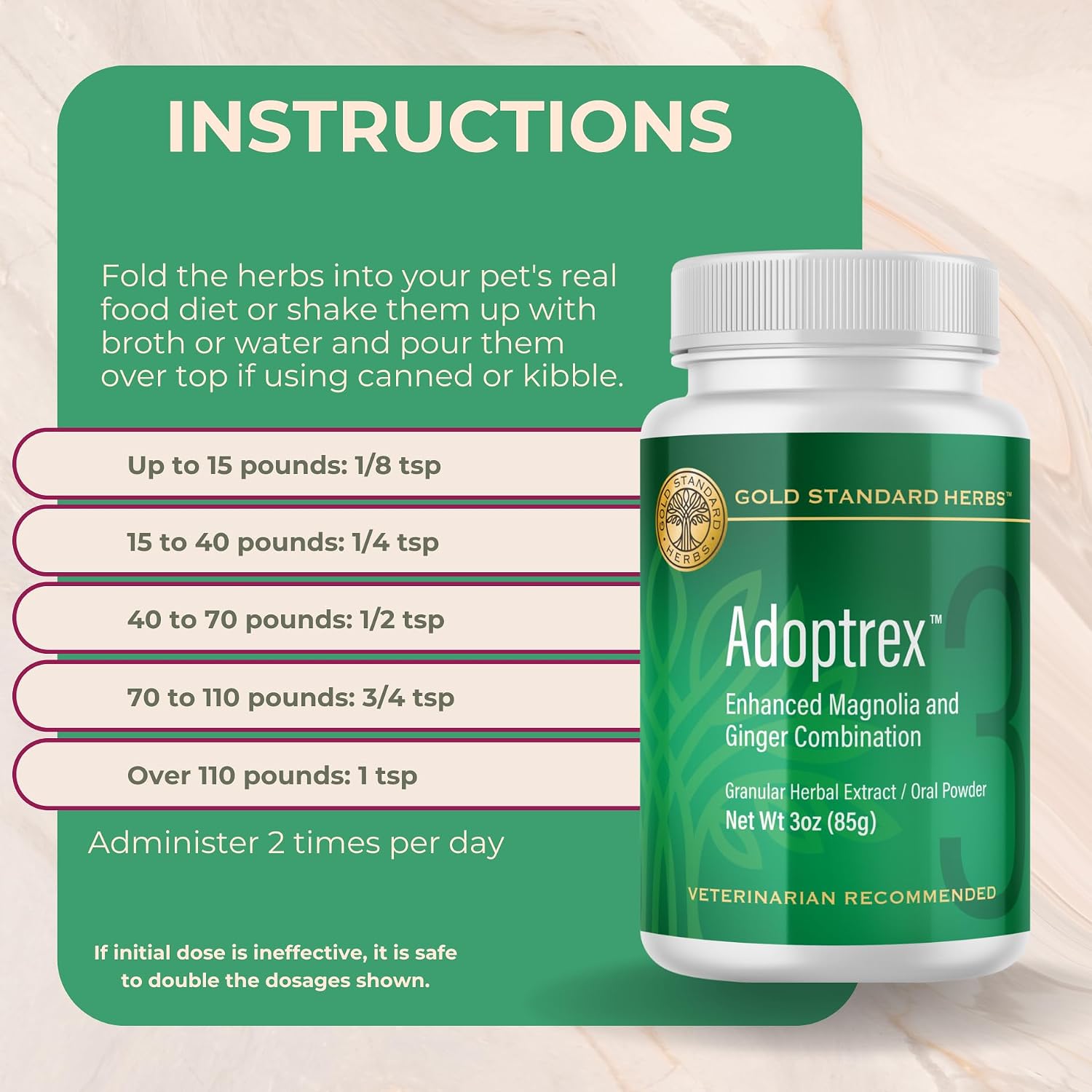 Adoptrex - Suplemento Digestivo y Pancreático para Perros, Polvo de Magnolia y Jengibre (85 g)