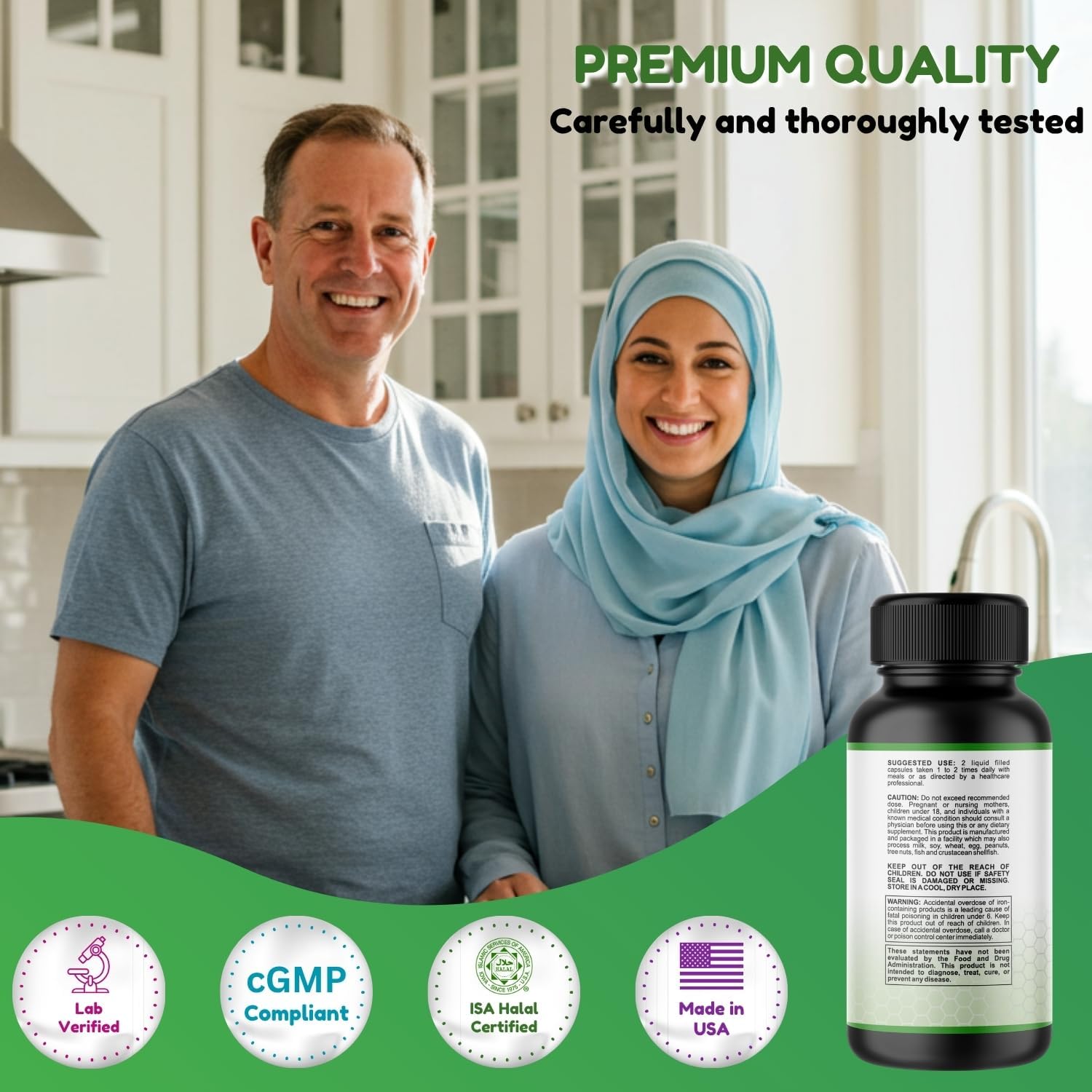 SHIFAA NUTRITION Multivitamínico Halal para Mujeres, Hombres y Adultos | 30 Cápsulas Líquidas con Hierro, Vitaminas A, B6, B12, Biotina, Niacina, C, D3, E, Zinc, Calcio, Ácido Fólico, CoQ10